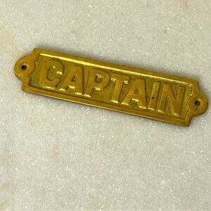 Vintage Brass CAPTAIN Wall Door Plaque Sign